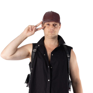 Burgundy leather baseball cap sales