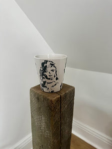 White & Black Plant Holder - One of a Kind