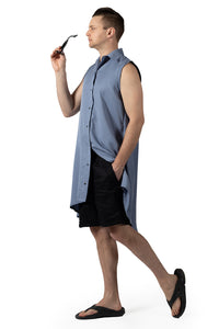 Andy Shirt - periwinkle - side view - Lennard Taylor