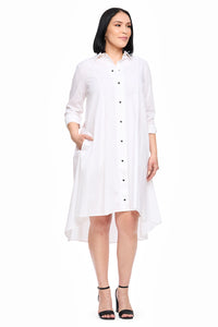 Beatrix dress - white cotton - side view - Lennard Taylor Design Studio 