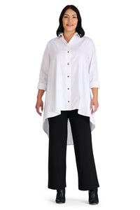 Brenda Swing Shirt - white cotton - front view - Lennard Taylor Design Studio