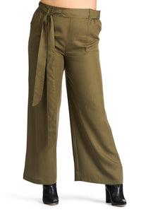 Victoria Pant - Olive lyocell - front view - Lennard Taylor Design Studio